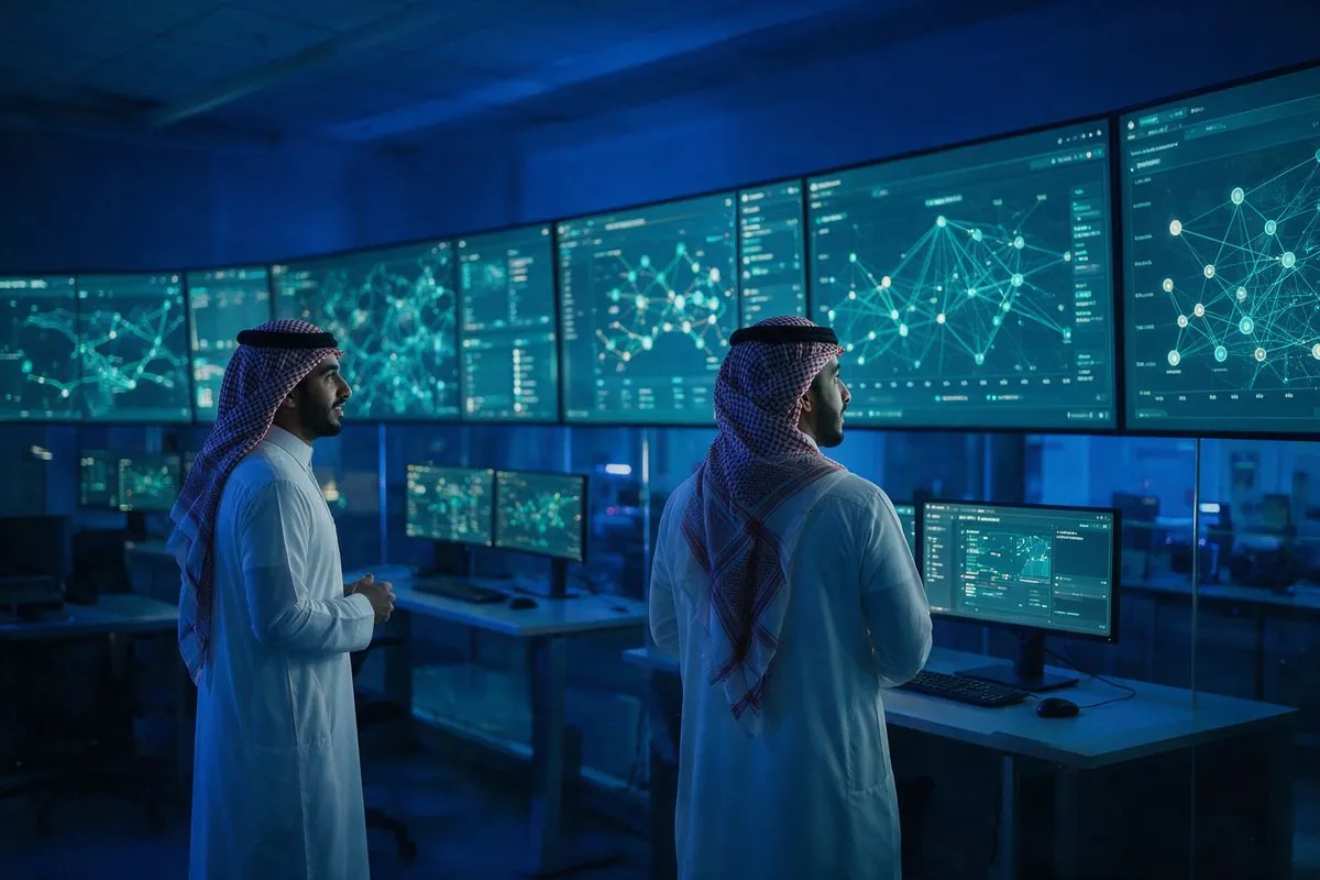 مهندسان سعوديان في غرفة المتابعة